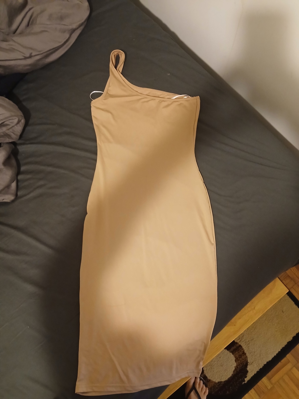 Shein One-Shoulder Bodycon Dress in Beige